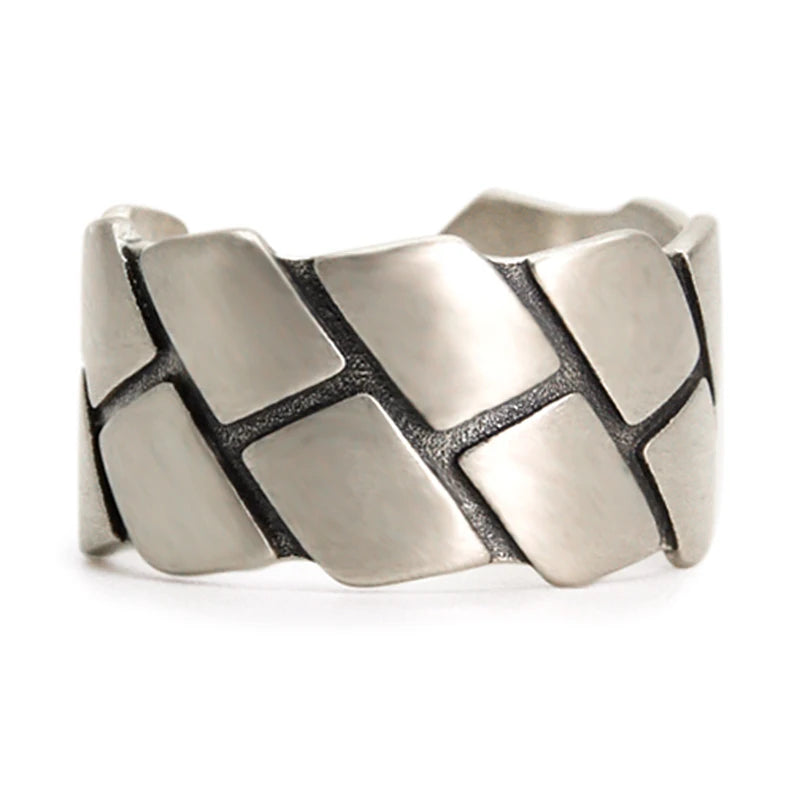 BESPOKE STIRLING SILVER GEOMETRIC WIDE BAND RING