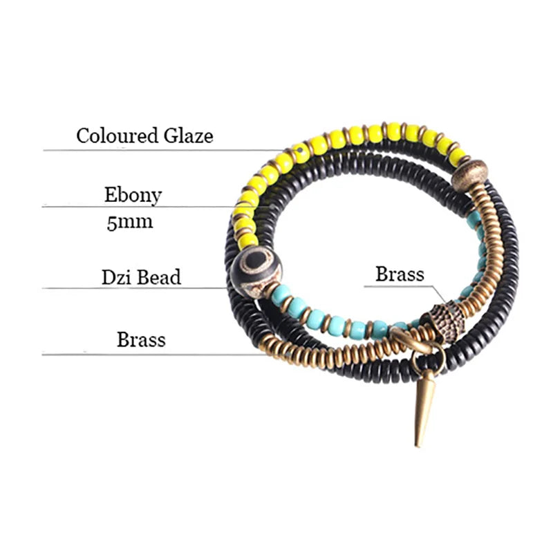 BESPOKE BOHEMIAN MULTI STONE AND COPPER BEADED BRACELET