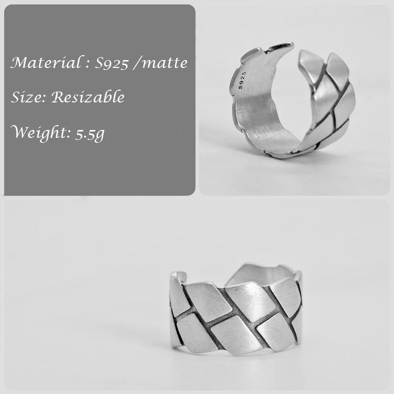 BESPOKE STIRLING SILVER GEOMETRIC WIDE BAND RING