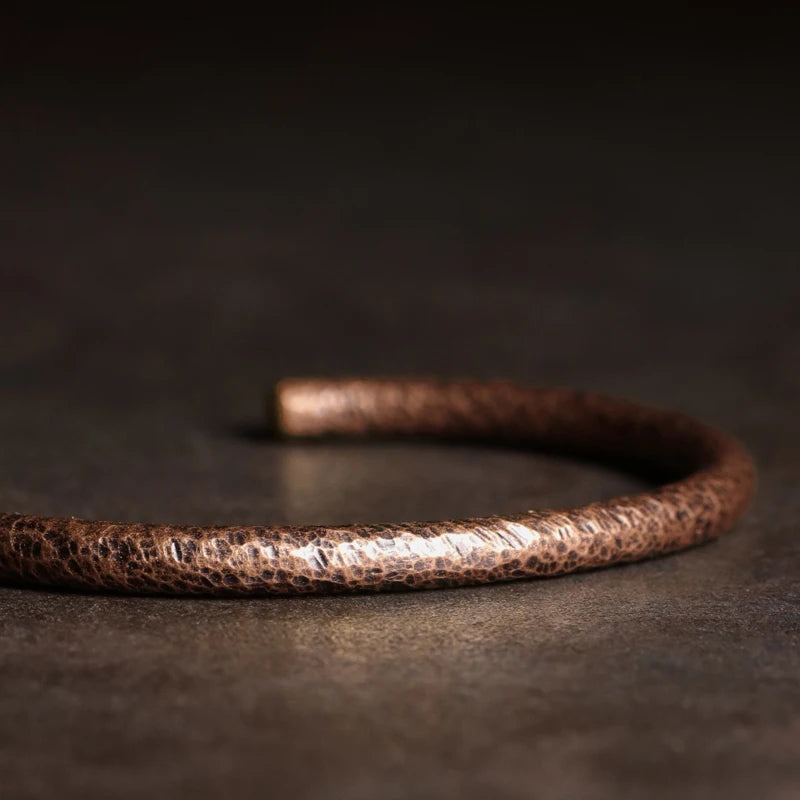 BESPOKE HAMMERED BANGLE AND WIDE HAMMERED RING SET