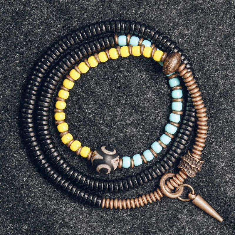 BESPOKE BOHEMIAN MULTI STONE AND COPPER BEADED BRACELET