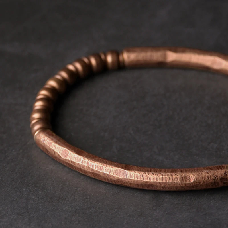 Whole Viking Hammered Pure Copper Bracelet Retro Processed Oxidized Street Rock Style Metal Vajar Unisex Men Women Gift Jewelry
