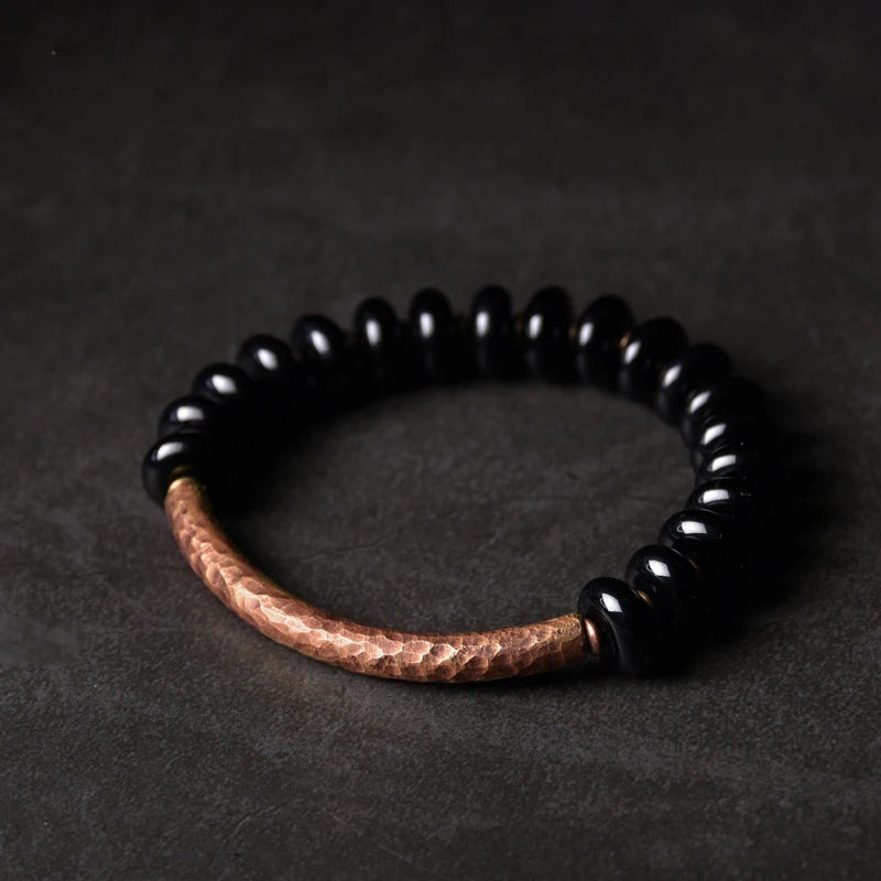 BESPOKE ONYX BEAD AND SOLID COPPER BRACELET