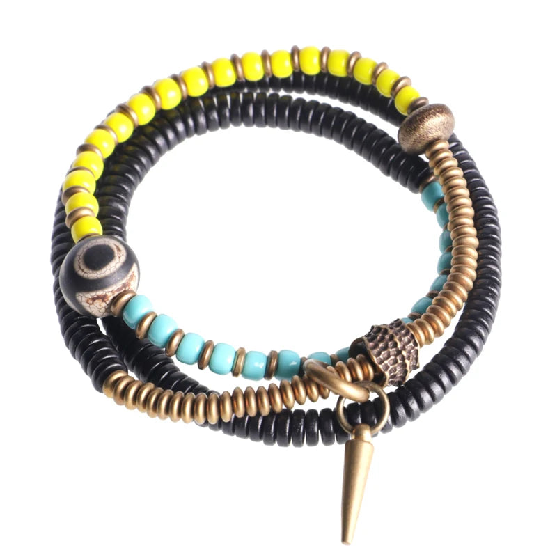 BESPOKE BOHEMIAN MULTI STONE AND COPPER BEADED BRACELET