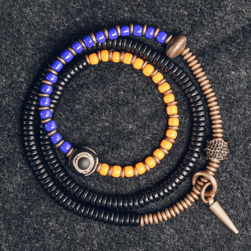 BESPOKE BOHEMIAN MULTI STONE AND COPPER BEADED BRACELET