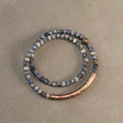 BEESPOKE PICTURE JASPER/TREE AGATE/SODALITE AND SOLID COPPER BRACELET