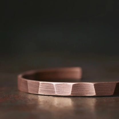 Pure Copper Handcrafted Metal Bracelet Rustic Oxidized Punk Unisex Cuff Bangle Carved Handmade Simple Jewelry Men Women Gift