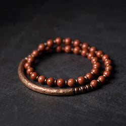 BESPOKE JADE AND RED JASPER STONE AND COPPER BRACELET