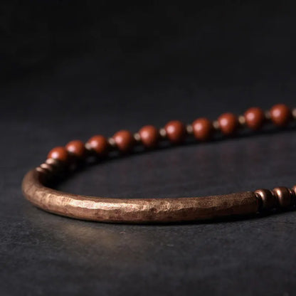 BESPOKE JADE AND RED JASPER STONE AND COPPER BRACELET