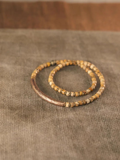 BEESPOKE PICTURE JASPER/TREE AGATE/SODALITE AND SOLID COPPER BRACELET