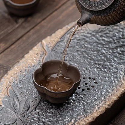 JAPANESE GOLD IRON GLAZE CERAMIC TEA CUP